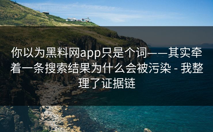 你以为黑料网app只是个词——其实牵着一条搜索结果为什么会被污染 - 我整理了证据链