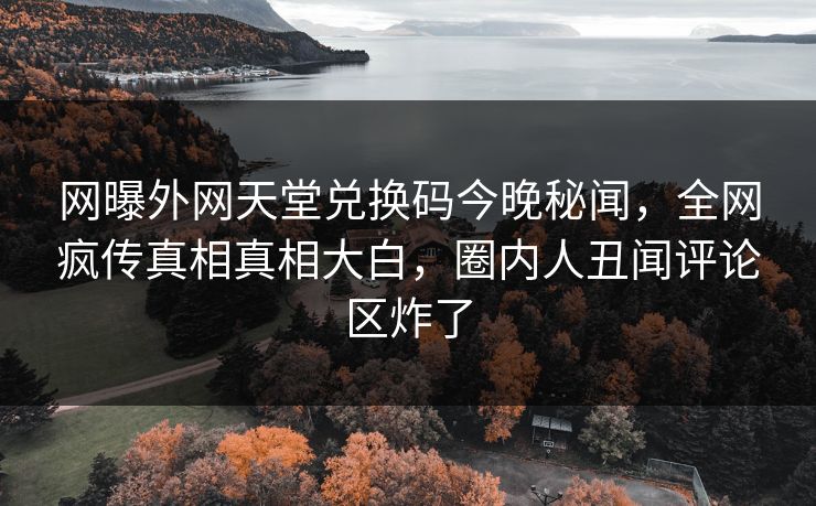 网曝外网天堂兑换码今晚秘闻，全网疯传真相真相大白，圈内人丑闻评论区炸了