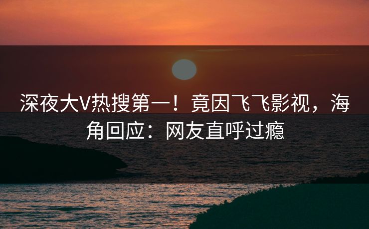 深夜大V热搜第一！竟因飞飞影视，海角回应：网友直呼过瘾