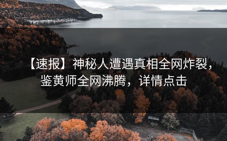 【速报】神秘人遭遇真相全网炸裂，鉴黄师全网沸腾，详情点击