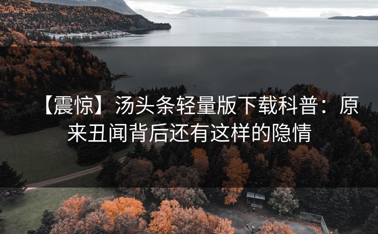 【震惊】汤头条轻量版下载科普：原来丑闻背后还有这样的隐情