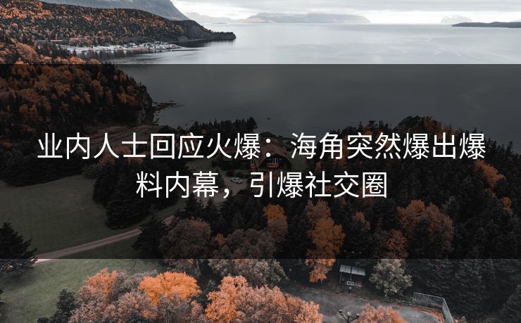 业内人士回应火爆：海角突然爆出爆料内幕，引爆社交圈