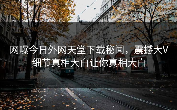 网曝今日外网天堂下载秘闻，震撼大V细节真相大白让你真相大白