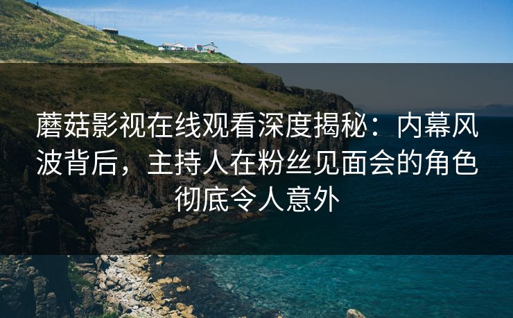 蘑菇影视在线观看深度揭秘：内幕风波背后，主持人在粉丝见面会的角色彻底令人意外