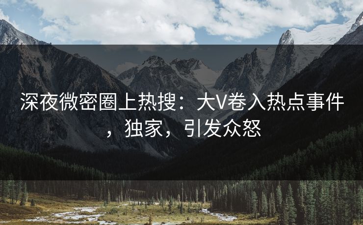 深夜微密圈上热搜：大V卷入热点事件，独家，引发众怒