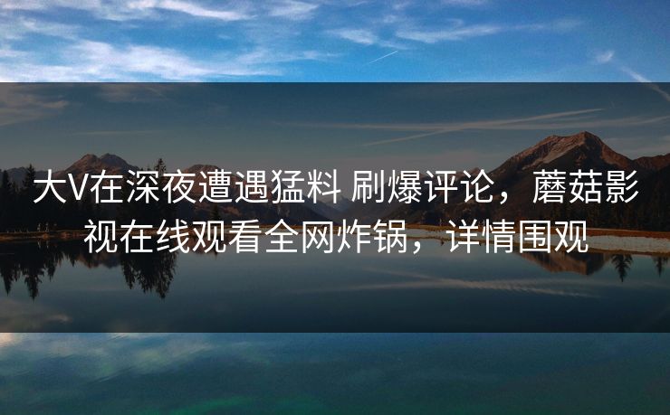 大V在深夜遭遇猛料 刷爆评论，蘑菇影视在线观看全网炸锅，详情围观