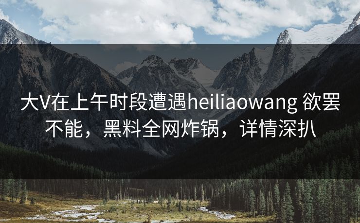 大V在上午时段遭遇heiliaowang 欲罢不能，黑料全网炸锅，详情深扒