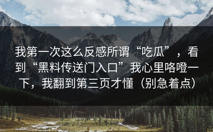我第一次这么反感所谓“吃瓜”，看到“黑料传送门入口”我心里咯噔一下，我翻到第三页才懂（别急着点）